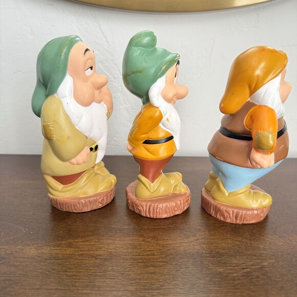 Disney’s Seven Dwarfs 6" Vinyl Plastic Figures Set of 3 Snow White Vintage - Picture 5 of 6